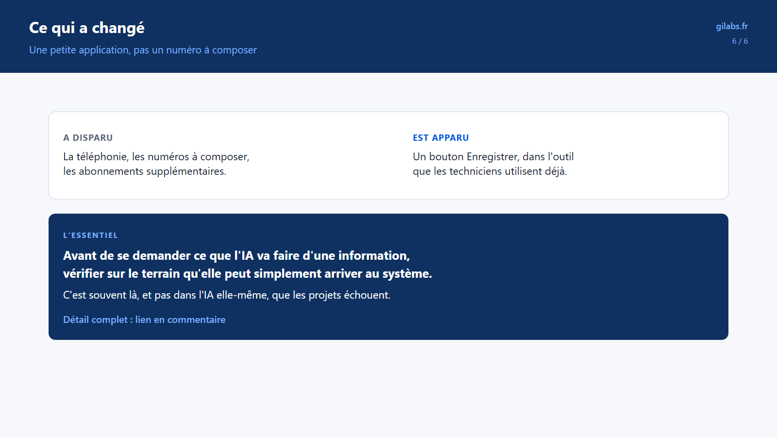 Ce qui a changé : une application avec un bouton Enregistrer, et la leçon à retenir